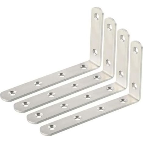 4 pièces supports d'étagère en L, supports muraux pour étagères en bois, support d'étagère robuste 125 mm x 75 mm (1/5)