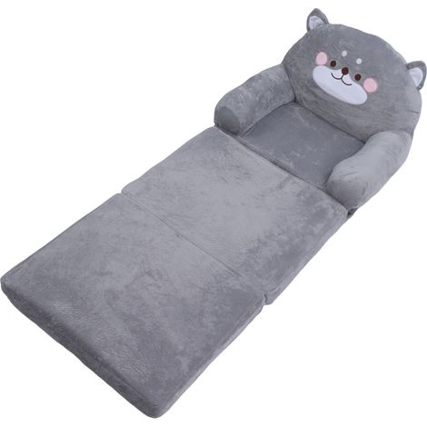 Fauteuil Enfant Pliable Gris Chien Cartoon Tissu Respirant Doux Poignée Large 3 Couches Lecture Repos Sieste (1/5)