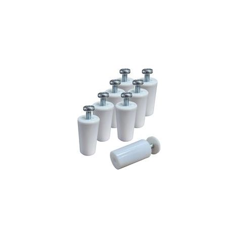 8 butées volets roulants blanches 40 mm PVC. Arret de volet fourni avec tout le nécessaire pour le montage avec ses rondelles et ses vis