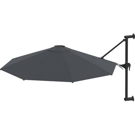 Parasol mural avec mât métallique 300 cm Anthracite