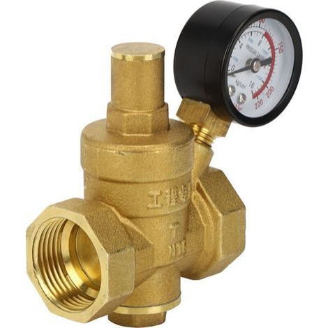 Réducteur De Pression Eau Réglable Laiton DN25 1 Pouce Avec Manomètre Vanne Manuelle (1/3)