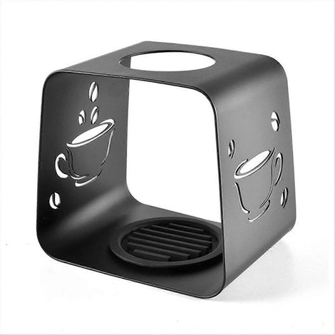 Support pour porte-filtre à café en métal noir, station d'extraction de café portable, accessoires de préparation de café avec trou rond sur le dessus. (1/5)