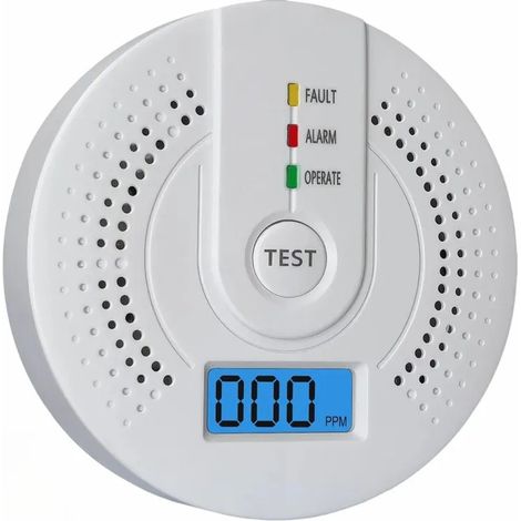 Détecteur monoxyde carbone LED, bouton silencieux, alarme sécurité domicile (1/5)