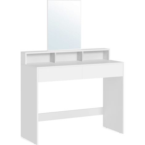 CALICOSY - Coiffeuse 2 tiroirs et 3 petites niches avec miroir - H140 cm (1/6)