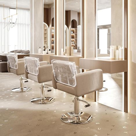 Set mit 3 Friseurstuhlbezügen aus transparentem, weichem, dehnbarem, waschbarem und wasserdichtem Kunststoff, passend für die meisten Standard-Waschplätze. (1/5)