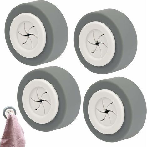 Paquete de 4 ganchos autoadhesivos para toallas, soporte redondo adhesivo para toallas, gancho adhesivo de ABS para toallas para baño, no requiere perforación, gancho para toallas de cocina y hogar (1/5)