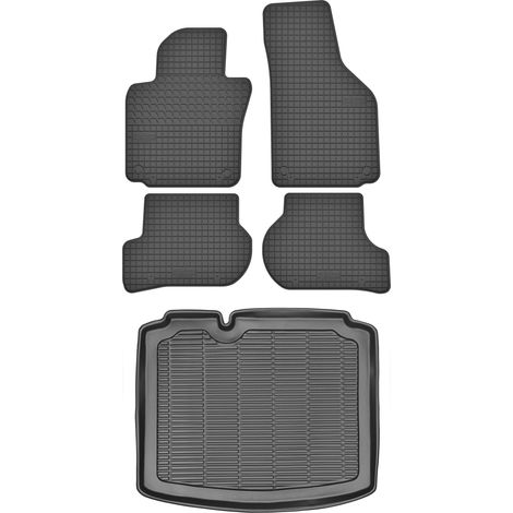 Ensemble de tapis de sol en caoutchouc pour Seat Leon II Hatchback (2005-2013) + tapis de coffre (1/5)