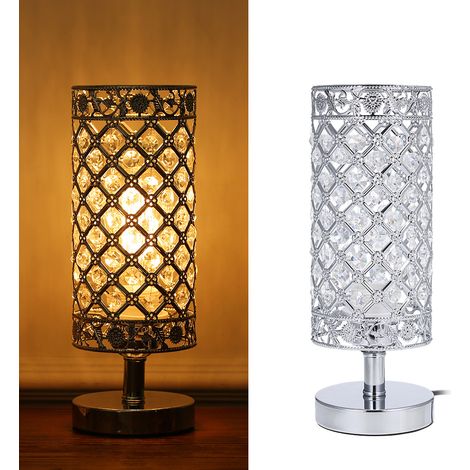 Lampe de Table de chevet en cristal argenté, lampe de bureau décorative pour chambre à coucher, salon, salle à manger, café, bibliothèque, commode (1/5)