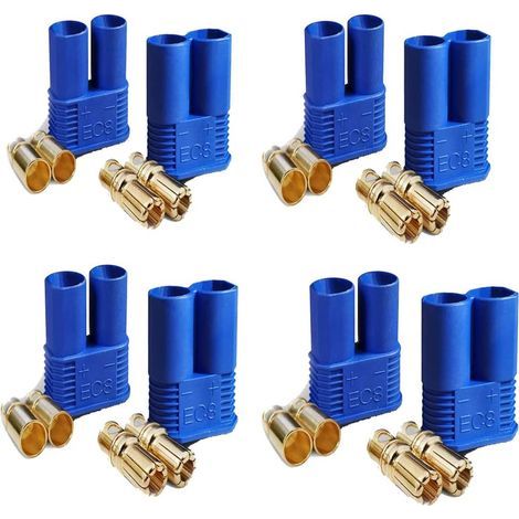 (4 Paires) EC8 Banana Bullet plaqué Or fiche mâle Femelles connecteurs adaptateurs (connecteur Banane Bullet de 8 mm) (1/5)