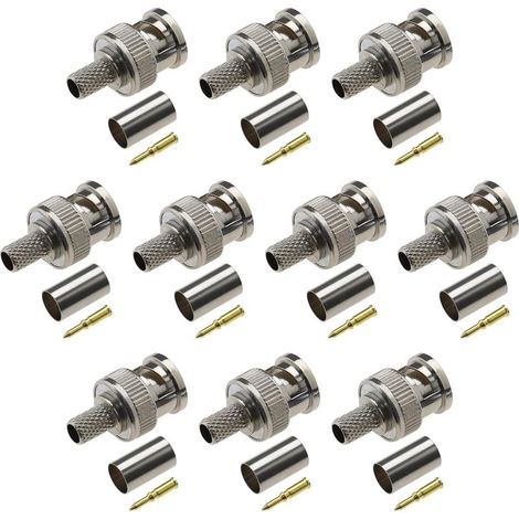 10 ensembles Connecteurs à Sertir BNC avec Broche Centrale en Laiton pour Adaptateur de Câble Coaxial RG59 RG62 Prise de Câble Coaxial Caméra Mâle Jack 50 Ohm (1/5)
