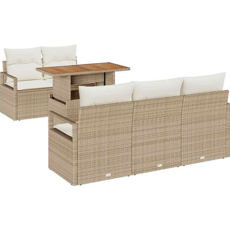Maison Exclusive - Set Divano da Giardino 6 pz 5-Numero di posti beige e panna (1/5)