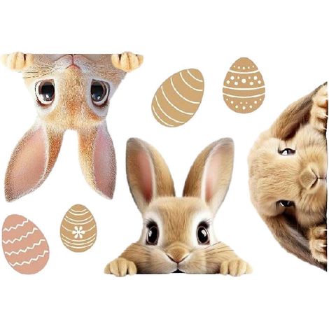 Autocollant décoratif pour fenêtre en PVC imperméable et amovible, motif lapin de Paques, uf en verre, motif lapin, décoration pour la maison ou la voiture, décoration pour les fêtes de printemps et l (1/5)