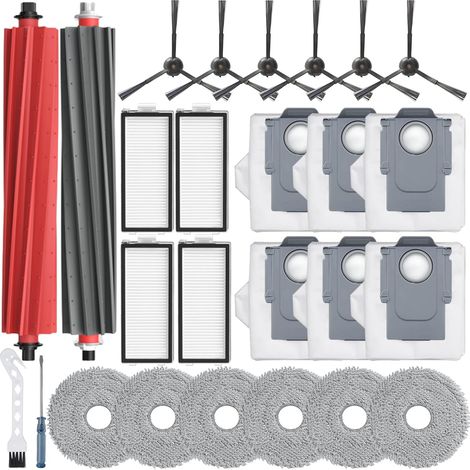 26 Stück Zubehörset für Roborock Qrevo Master/Qrevo Slim Roboter Saugroboter,1 Satz Hauptbürsten,4 Filter,6 Mop-Pads,6 Seitenbürsten und 6 Staubbeutel,Zubehör für Roborock Q Revo Master
