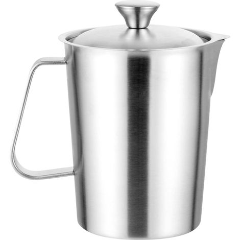 Tasse Mousseur À Lait - Récipient À Lait Mousseux Efficace - 2 Litres Acier (1/5)