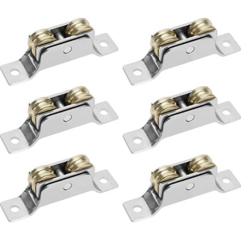 6PCS Doubles Rouleaux Porte Coulissante Fenêtre Roue Porte Fenêtre Double Roulement de Roue Roue pour Portails Coulissants Roulements de Fenêtre Coulissante (1/5)