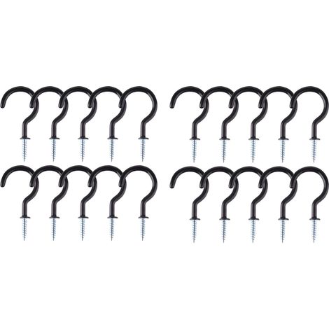 (Black)20 Pcs Screw In Hooks, Screw In Ceiling Hooks for Bathroom Kitchen Wall Ceiling Hanging (1/5)