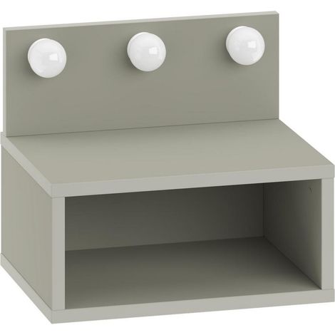 Table de chevet avec ampoule en bois "Treo" - 40 x 30 x 34 cm - Gris