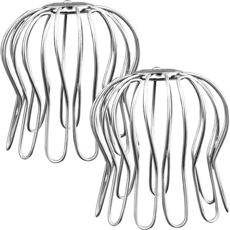 Lot de 2 protections de gouttières - 100 mm - Protection de gouttière - Panier collecteur à feuilles galvanisé - Protection de tuyau de pluie - Grille de protection pour tuyaux de toit (1/5)