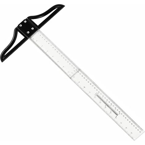 50 cm langes, transparentes Acryl-T-Lineal mit doppelseitigen Markierungen, abnehmbarem Design, ideal zum Zeichnen, für Architektur, Quilten und Nähen. (1/5)
