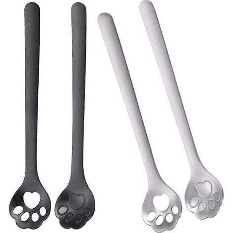 Ensemble de 4 cuillères à café en acier inoxydable en forme de patte de chat, couleurs assorties (1/5)