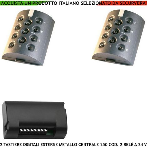 Kit 2 Tastiere Metallo Antivandalo Esterna BE.PLAY Completa di Centralina BE-REC Elabora 250 Codici Utente Uscita 2 Relè 10 Tasti Numerici Retroilluminati Alimentazione 24 Vac Struttura Protetta IP54 (1/3)