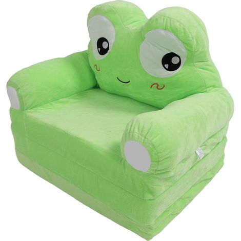 Faltbares Kindersofa mit niedlichem Cartoon-Design, kurzem Plüsch, weich, bequem und tragbar, Froschmotiv (1/5)