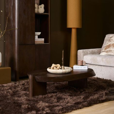 Table basse en bois foncé 2 pieds larges ALMA (1/5)