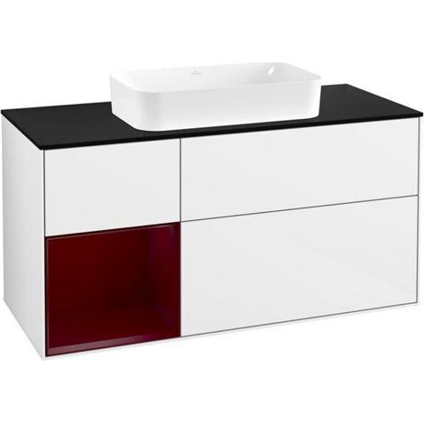 V&B Waschtischunterschrank Wandbeleuchtung Finion 120x60 cm, Reg re Peo, glo white lacquer (1/2)