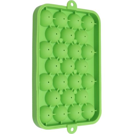 Eiswürfelform mit 25 Fächern, leicht zu lösende Silikon-Eiskugelform, Mini-Rundeiskugelform mit Deckel, Grün (1/5)