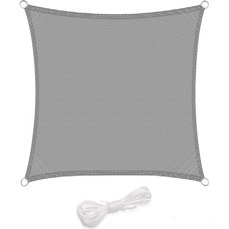 WOLTU Toldo Vela de Sombra Cuadrado 4x4 m HDPE Transpirable Prevención Rayos UV Solar Protección 85% Resistente y para Jardín Patio Exteriores Arena Gris Claro (1/5)