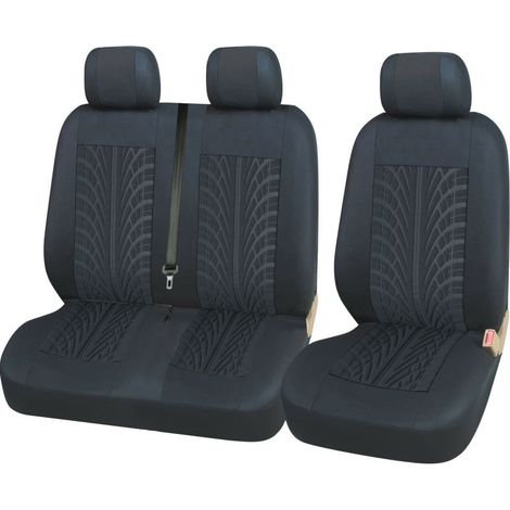 Set 2+1 Sitzbezüge/Hüllen für Bus/Van mit Profilmuster - Textil - Schwarz - 5-teilig