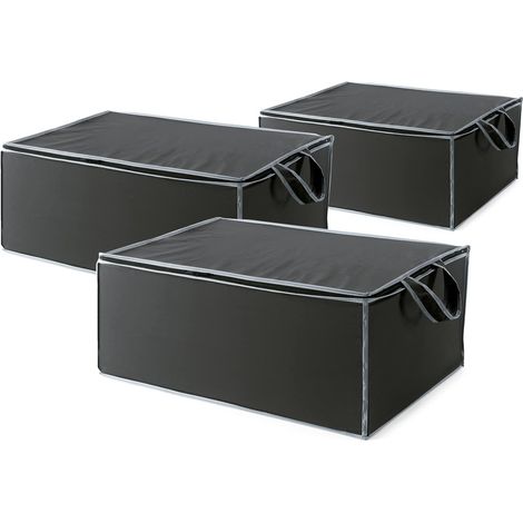 Compactor Set di 3 Custodie per Piumone, Gamma Urban, Nero, Polipropilene, 55 x 45 x 25 cm, RAN9839 (1/5)