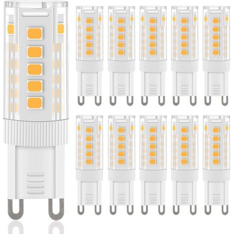 Lot de 10 ampoules LED G9 blanc chaud, 3 W, 300 lm, 3 000 K, ampoule halogène G9 (1/5)