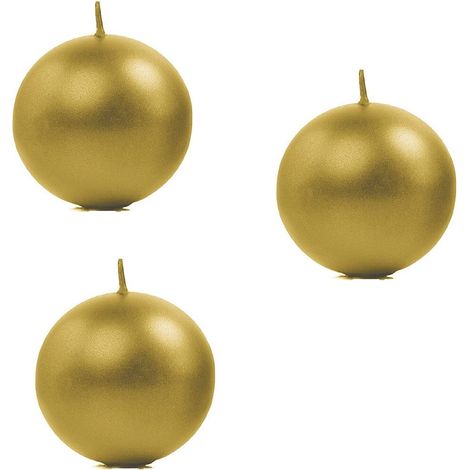 Set 3 Candele in oro Rotonde a Palla Ø5cm sfera Decorativa in Cera per Candelieri natale Centrotavola a pallina Ideale per Decorazioni Natalizie Tavola Ambienti Tonda Per Atmosfere Calde e Raffinate