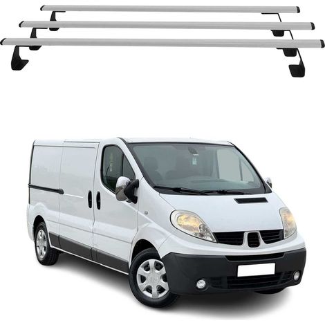 OMAC Heavy Duty Dachträger Querträger kompatibel mit Nissan Primastar 2001-2014 – 3 Stangen – Stahl Silber (1/5)