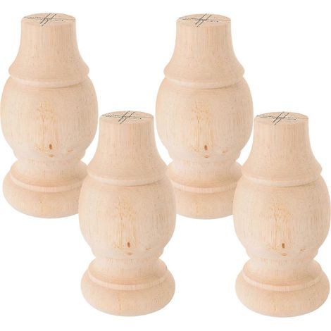 Ensemble de 8 pieds de meubles cylindriques en bois massif, adaptés aux canapés et aux coiffeuses, de couleur beige, pour une stabilité accrue. (1/5)