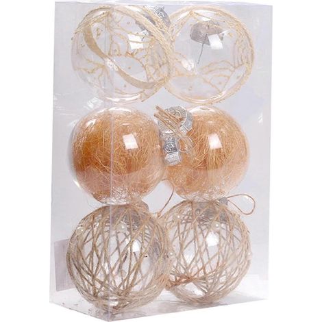 Dww-(Type A) 6 boules de Noël, petites décorations pour sapin de Noël, boules de Noël adaptées à la décoration de porche, d'anniversaire ou de maison (1/5)