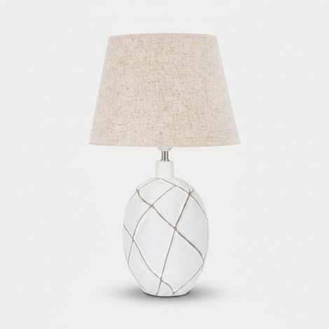 Tischlampe aus Kunstharz mit Stofflampenschirm Lines (1/5)