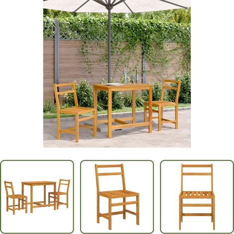 Balcon en bois - Ensemble de balcon 3 pcs bois d'acacia solide (1/5)