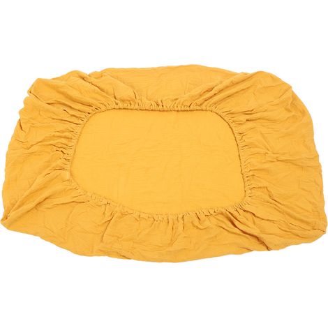 Drap-housse pour berceau en coton 100% froissé, doux et respirant, taille standard pour matelas de lit bébé et enfant, couleur curcuma (1/5)