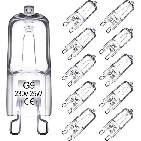 10 Pack Ampoule Halogene G9, Ampoule G9 25W 230V, Intensité Variable, LampeHalogene G9,43mm (1/3)
