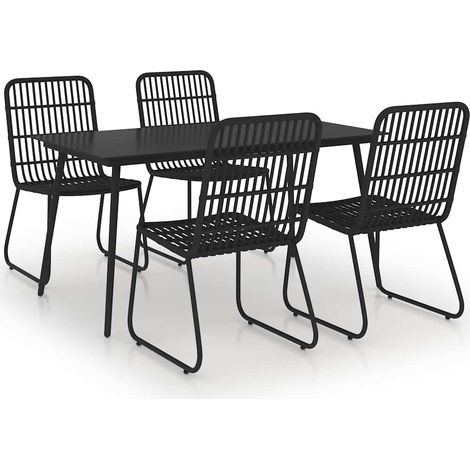 Maison Exclusive - 5-tlg. Garten-Essgruppe Poly Rattan und Glas (1/5)