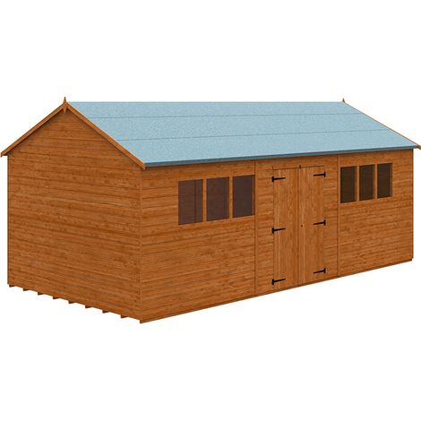20 x 10 Feet Workman Apex 12mm Shed - Solid Wood/Softwood/Pine - L595 x W295 x H268.5 cm - Burnt Orange