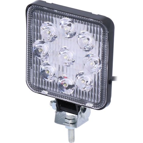 Projecteur de travail carré 9 LED 27 W en alliage d'aluminium et polycarbonate IP67 pour voiture, moto et tout-terrain (universel) (1/5)