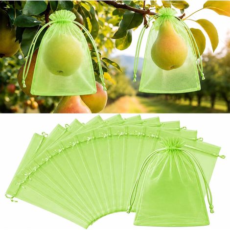 Traubenschutzbeutel – 100 Stück – Polyester – Kordelzugverschluss – Schützt vor Vögeln und Insekten – 20 x 30 cm (1/5)
