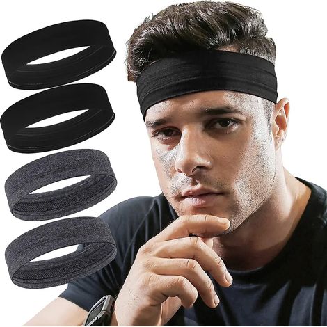 4 Bandeaux de Sport Homme, Serre-tête Antidérapant, Bandeau Athlétique Respirant, Bande Anti-Transpiration pour Course à Pied, Yoga, Vélo, Musculation (1/5)