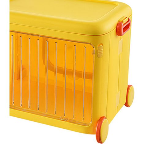 Bacs de rangement empilables pour enfants, transparents, mobiles et pliables avec roulettes, pour jouets, livres et goûters - Jaune (1/5)