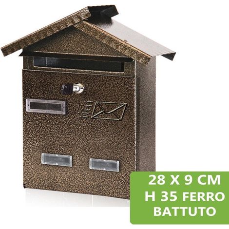 Trade Shop - Cassetta Posta Postale In Ferro Battuto Verniciato Buca Lettere 28x35x9cm -