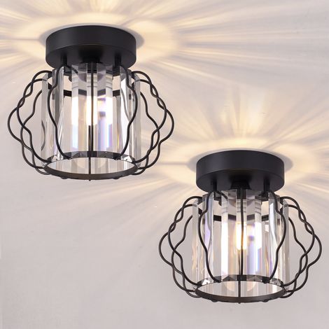 HOMCOM Crystal Ceiling Light Fixtures, Ceiling Lighting, 2 Pack, Black (1/5)