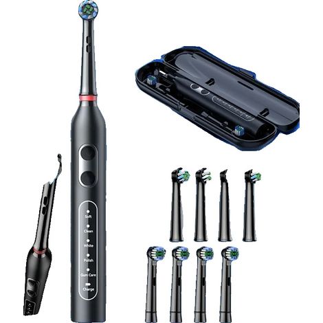 Cepillo de dientes eléctrico giratorio, 5 modos de cepillado, recargable, resistente al agua IPX7, 8 cabezales intercambiables, temporizador de 2 minutos. (1/5)